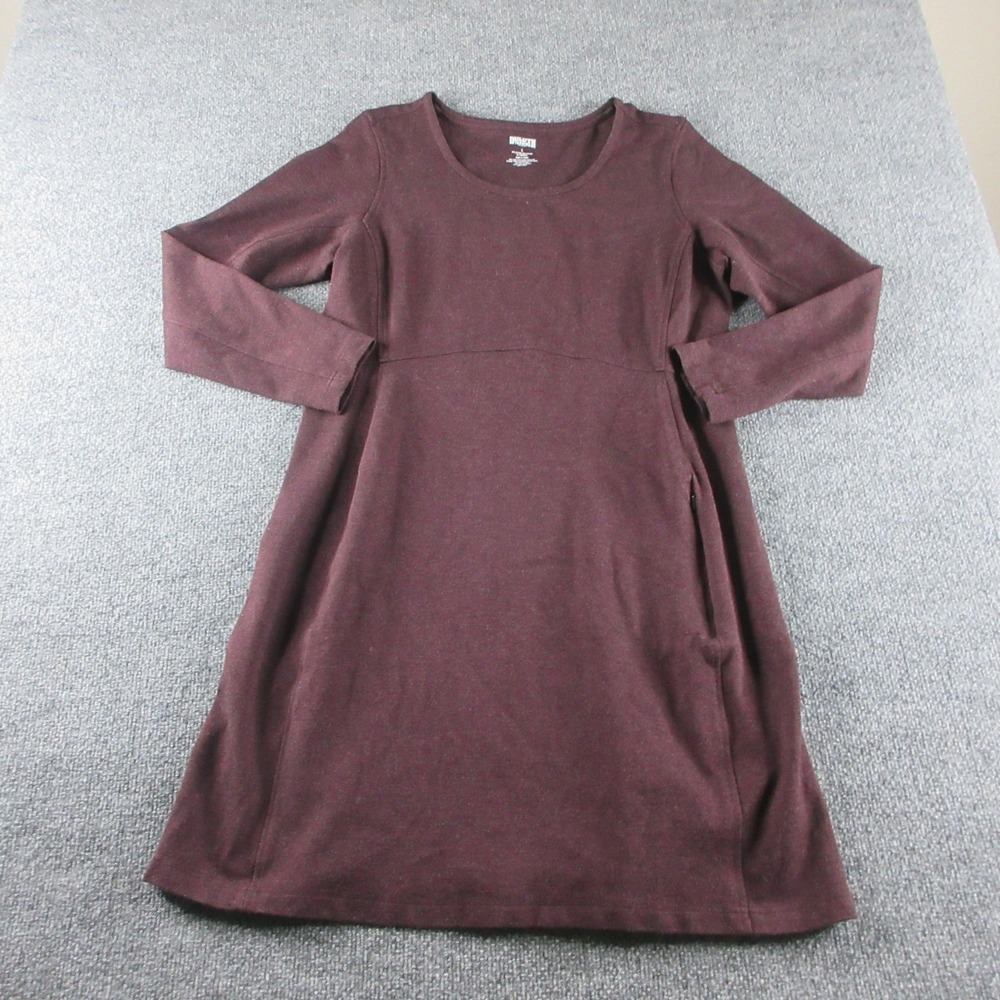 Duluth Trading‎ Dress Womens L Red Knit 3/4 Sleeve A-Line Zip Pockets Casual